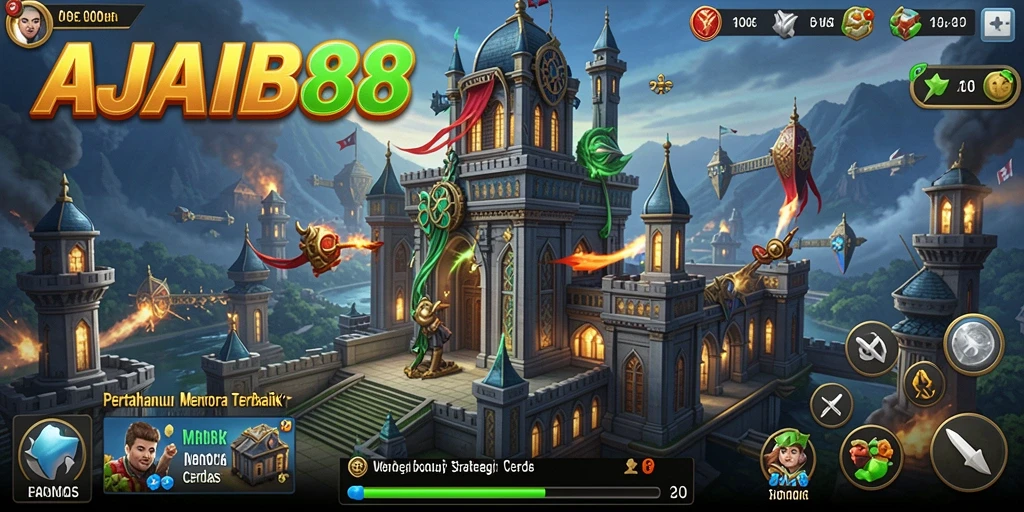 Screenshot AJAIB88 menampilkan aksi menara pertahanan yang mendebarkan.