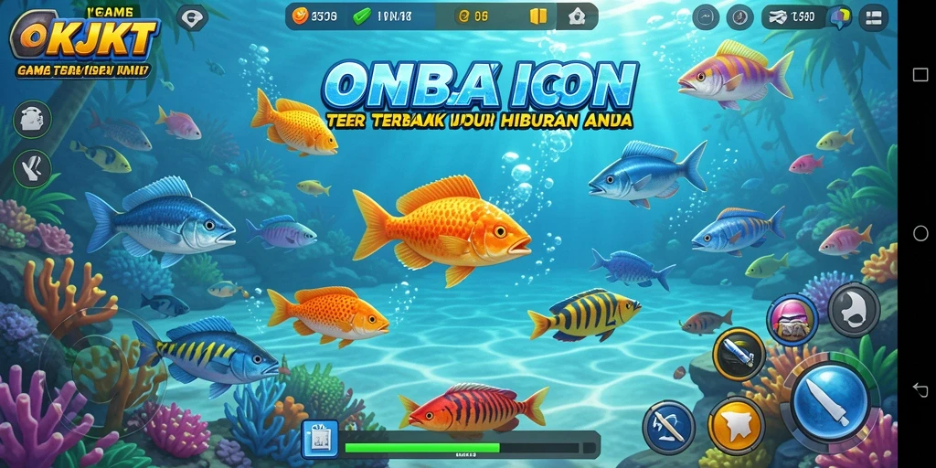 Tampilan gameplay menembak ikan yang seru dan menarik di OKJKT.